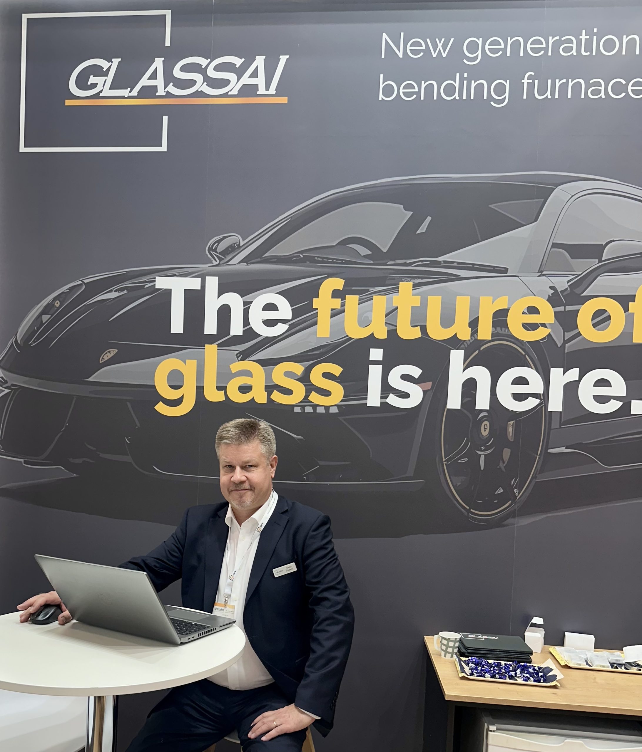 GlassAi CEO Jukka Sääksi at Dusseldort glasstec 2026 Trade Fair.